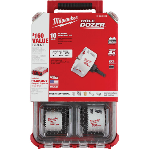 Packout Hole Dozer Hole Saw Kit, 10 Pieces Helyx Safety & Industrial Supplies
