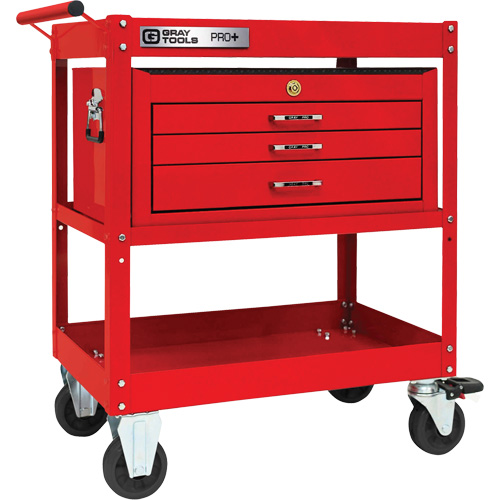 Chariot utilitaire robuste s&eacute;rie PRO+ avec coffre interm&eacute;diaire, 2 tiers, 30-1/5" x 38-1/3" x 19-1/2" Helyx Safety & Industrial Supplies