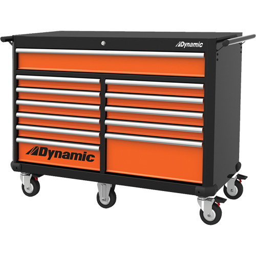 Armoire roulante, 12 tiroirs, 53" la x 24" p x 41" h, Noir/Orange Helyx Safety & Industrial Supplies