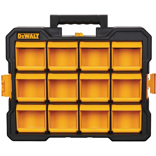 Flip-Bin Organizer, 3-7/8" W x 17-3/4" D x 13-7/8" H, Black/Yellow Helyx Safety & Industrial Supplies