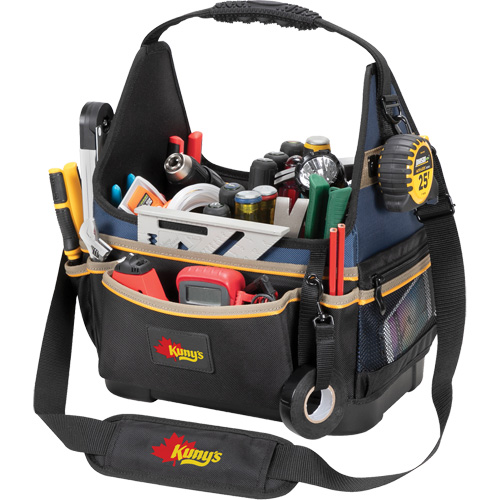Molded Base Electrical/HVAC Tool Carrier, Ballistic Polyester, 20 Pockets, Black/Blue Helyx Safety & Industrial Supplies