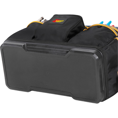 Molded Base Contractor's Closed-Top Tool Bag, Ballistic Polyester, 29 Pockets, Black/Blue Helyx Safety & Industrial Supplies