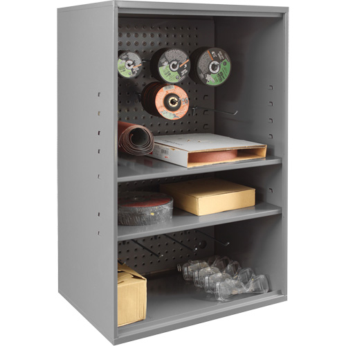 Armoire d'entreposage de produits abrasifs avec panneau perfor&eacute;, Acier, 19-7/8" x 14-1/4" x 32-3/4", Gris Helyx Safety & Industrial Supplies