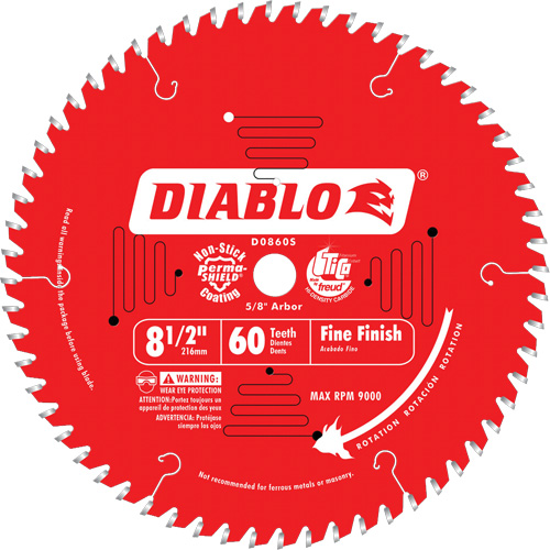 Contractor Saw Blades - Fine Finishing Saw Blades, 8-1/2", 60 Teeth, Wood Use Helyx Safety & Industrial Supplies