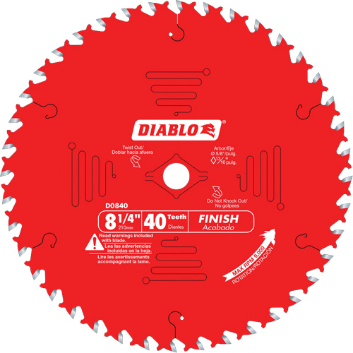 Contractor Saw Blades - Finishing Saw Blades, 8-1/4", 40 Teeth, Wood Use Helyx Safety & Industrial Supplies