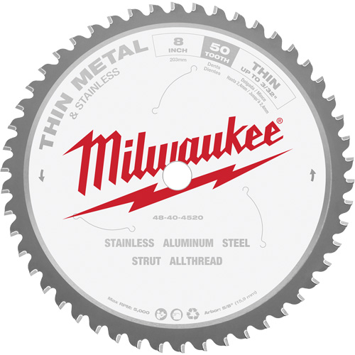 Dry Cut Circular Saw Blade, 8", 50 Teeth, Metal Use Helyx Safety & Industrial Supplies