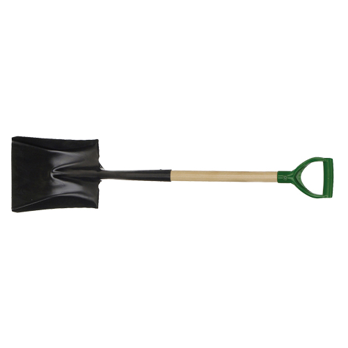 Square Point Shovel, Wood, Tempered Steel Blade, D-Grip Handle, 29" Long Helyx Safety & Industrial Supplies