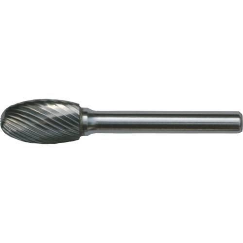 CLEVELAND Solid Carbide Burrs - Oval Shape, SE-1, 1/4" Dia., 1/4" Shank, 3/8" Depth of Cut Helyx Safety & Industrial Supplies