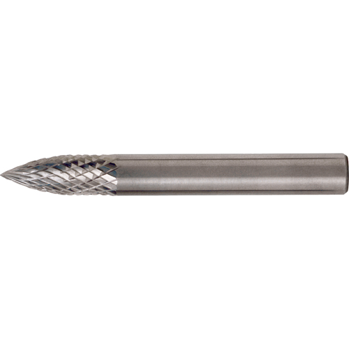 CLEVELAND Solid Carbide Burrs - Tree Shape Pointed End, SG-5, 1/2" Dia., 1/4" Shank, 3/4" Depth of Cut Helyx Safety & Industrial Supplies