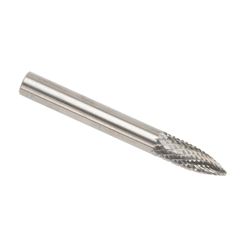 CLEVELAND Solid Carbide Burrs - Tree Shape Pointed End, SG-1, 1/4" Dia., 1/8" Shank Helyx Safety & Industrial Supplies
