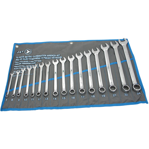 Jeux de cl&eacute;s mixtes combin&eacute;es longues enti&egrave;rement polies, Combinaison, 16 morceaux, M&eacute;trique Helyx Safety & Industrial Supplies