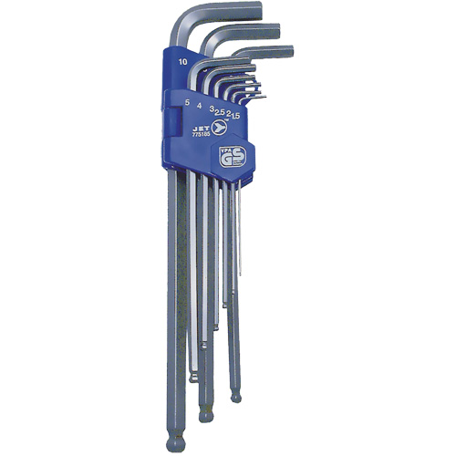 JBHK-9XLM Extra Long Ball Nose Hex Key Set, 9 Pcs., Metric Helyx Safety & Industrial Supplies