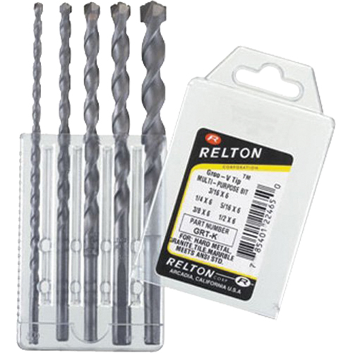 Groo-V Tip Multi-Purpose Specialty Drill Bit Sets, 5 Pieces, Carbide Helyx Safety & Industrial Supplies