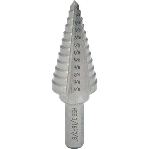 Progressive Step Drill, 1/4" - 3/8" , 1/8" Increments, High Speed Steel Helyx Safety & Industrial Supplies