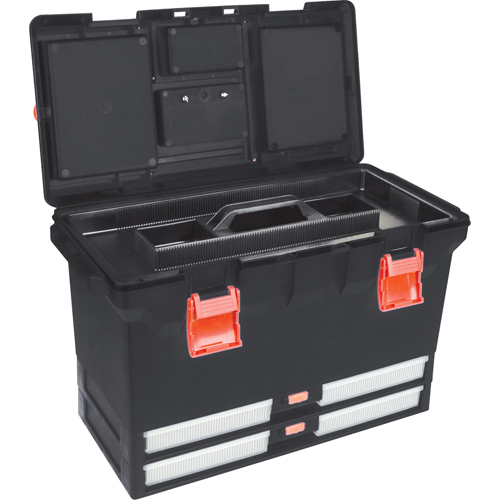 Coffres &agrave; outils en plastique, 22" la x 11" p x 14-1/2" h, Noir Helyx Safety & Industrial Supplies