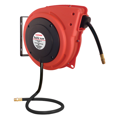 Rolair Automatic Rewind Hose Reel With PVC Hose, Air, 1/4" x 33', Single Hose, 300 psi Helyx Safety & Industrial Supplies