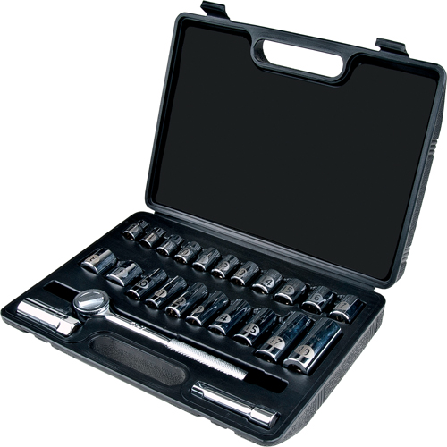 Metric Socket Set, 24 Pcs, 3/8" Drive Size, Deep Helyx Safety & Industrial Supplies