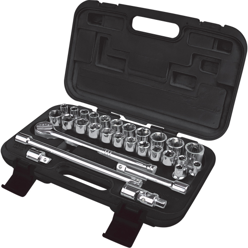 SAE/Metric Socket Set, 29 Pcs, 1/2" Drive Size Helyx Safety & Industrial Supplies