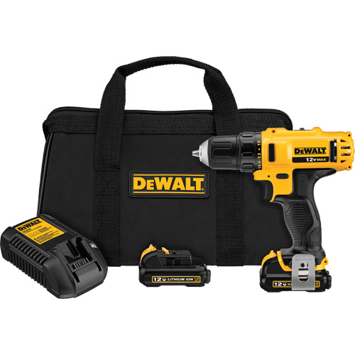 Max Drill Driver Kit, Lithium-Ion, 12 V, 3/8" Chuck, 189 UWO Torque Helyx Safety & Industrial Supplies