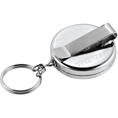 Porte-cl&eacute;s &agrave; d&eacute;vidoir The Original, Chrome, C&acirc;ble 24", Fixation Agrafe de ceinture Helyx Safety & Industrial Supplies