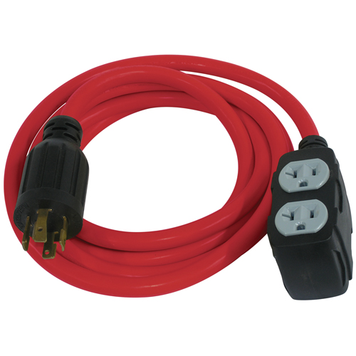Rallonge pour g&eacute;n&eacute;ratrice, SJTW, AWG 12/3, 30 A, 4 prise(s), 10' Helyx Safety & Industrial Supplies