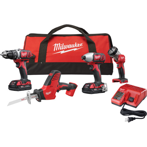 Ensemble quatre outils sans fil combin&eacute;s M18, Lithium-ion, 18 V Helyx Safety & Industrial Supplies