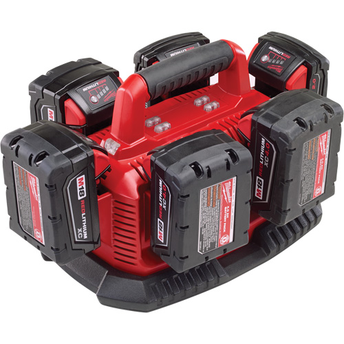 M18 Six Pack Sequential Charger, 18 V, Lithium-Ion Helyx Safety & Industrial Supplies