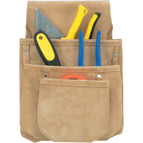 Drywall Tool Pouch, Multiple Tool Holder, Leather, 3 Pockets Helyx Safety & Industrial Supplies