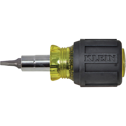 Stubby Multi-Bit Screw Driver With Sq.Recess, 3-1/5" L, Cushion Grip Handle Helyx Safety & Industrial Supplies