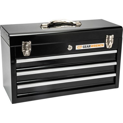 Portable Tool Box, 20" W, 3 Drawers, Black Helyx Safety & Industrial Supplies