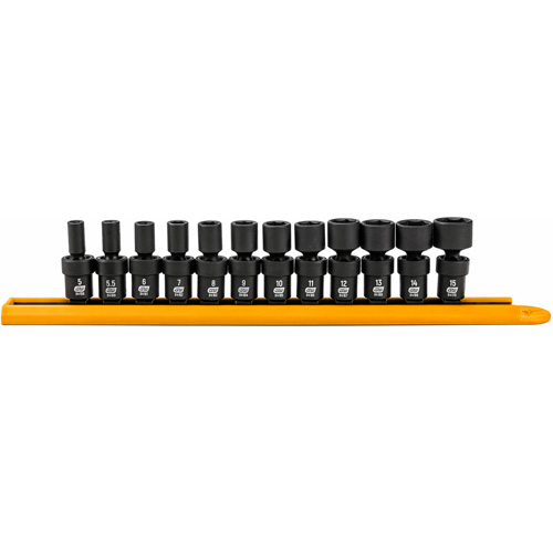 Jeu de 12 douilles m&eacute;triques flexibles universelles &agrave; chocs 1/4" &agrave; 6 pans Helyx Safety & Industrial Supplies