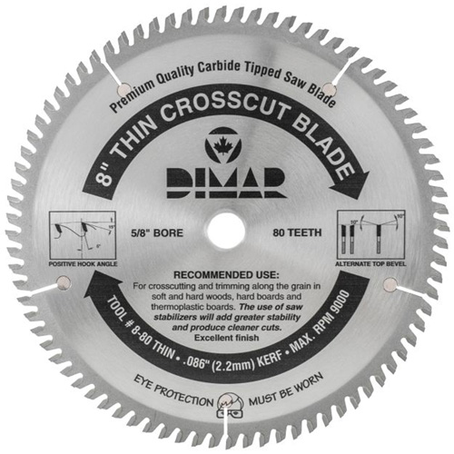 Industrial Saw Blade - Crosscut Thin Kerf, 8", 80 Teeth, Wood Use Helyx Safety & Industrial Supplies