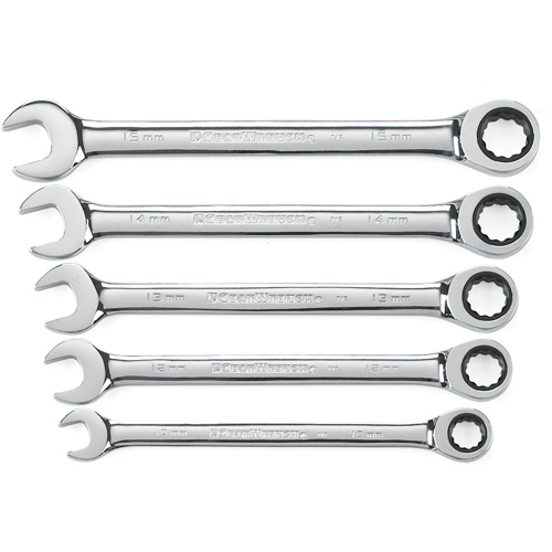 72-Tooth 12 Point Ratcheting Wrench Set, Combination, 5 Pieces, Metric Helyx Safety & Industrial Supplies