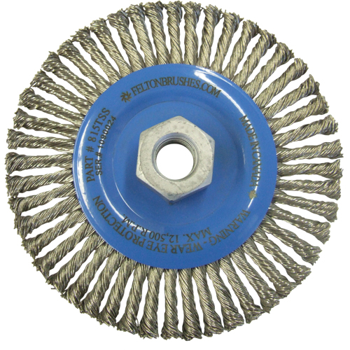 Wire Wheel Brushes, 5-7/8" Dia., 0.02" Fill, 5/8"-11 Arbor, Stainless Steel Helyx Safety & Industrial Supplies
