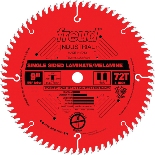 Lames de scie industrielle TCS pour panneaux de particules, 9", 72 dents, Pour Stratifi&eacute; Helyx Safety & Industrial Supplies