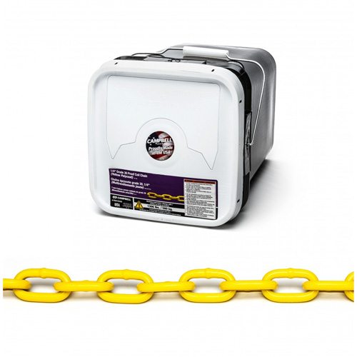 Proof Coil Chain, Low Carbon Steel, 1/4" x 75' (22.9 m) L, Grade 30, 1300 lbs. (0.65 tons) Load Capacity Helyx Safety & Industrial Supplies