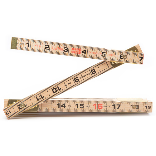 Red End&reg; Rule with Two 6" Slide Rule Extensions, 6' L, Wood, 1/16" Graduations Helyx Safety & Industrial Supplies