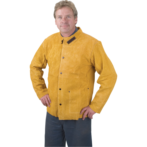 Welding Jacket, Leather, Medium, Golden Brown Helyx Safety & Industrial Supplies