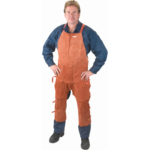 Leather Apron & Chaps, Split-Leg Bib, 48" L, Lava Brown Helyx Safety & Industrial Supplies