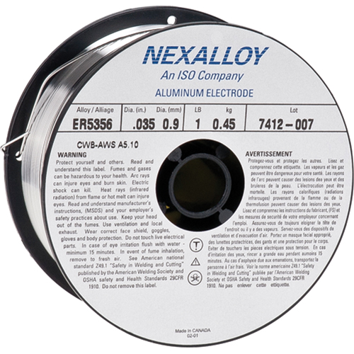 Fil &agrave; souder 5356, Aluminium, 3/64" diam&egrave;tre Helyx Safety & Industrial Supplies