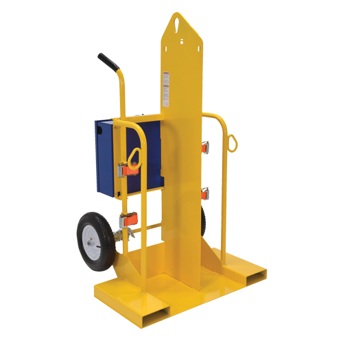 Welding Cylinder Torch Cart, Pneumatic Wheels, 24" W x 19-1/2" L Base, 500 lbs. Helyx Safety & Industrial Supplies