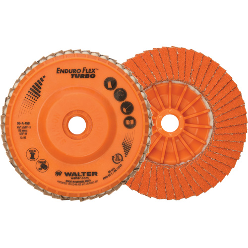 Enduro-Flex Turbo Flap Disc, 4-1/2" x 5/8"-11, Type 27S, 80 Grit, Ceramic Helyx Safety & Industrial Supplies