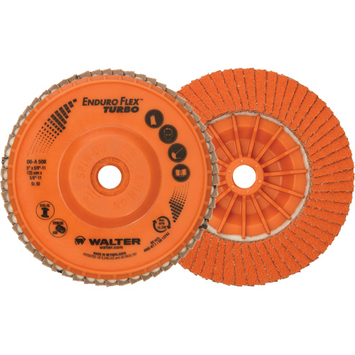 Enduro-Flex Turbo Flap Disc, 5" x 5/8"-11, Type 27S, 80 Grit, Ceramic Helyx Safety & Industrial Supplies