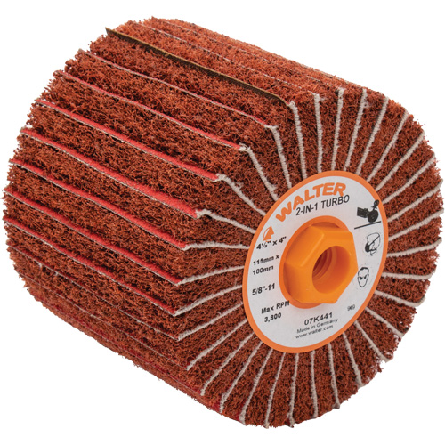 Tambours turbo Two-In-One, 4-1/2" dia. x 4" la, 5/8"-11 Arbre, Grain 60 Helyx Safety & Industrial Supplies