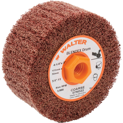 ALLSTEEL Blendex Surface Conditioning Drum, 4-1/4" Dia. x 2" W, 5/8"-11 Arbor, Coarse Grit Helyx Safety & Industrial Supplies