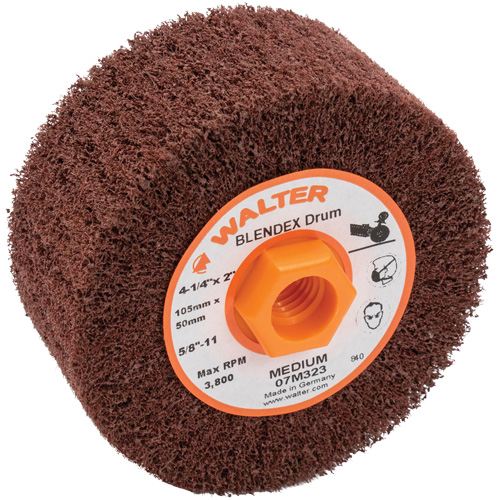 ALLSTEEL Blendex Surface Conditioning Drum, 4-1/4" Dia. x 2" W, 5/8"-11 Arbor, Medium Grit Helyx Safety & Industrial Supplies