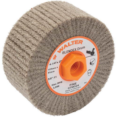ALLSTEEL Blendex Surface Conditioning Drum, 4-1/4" Dia. x 2" W, 5/8"-11 Arbor, Fine Grit Helyx Safety & Industrial Supplies
