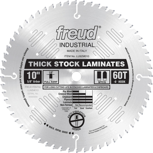 Lames de scie industrielle pour panneaux de particules, 10", 60 dents, Pour Stratifi&eacute; Helyx Safety & Industrial Supplies