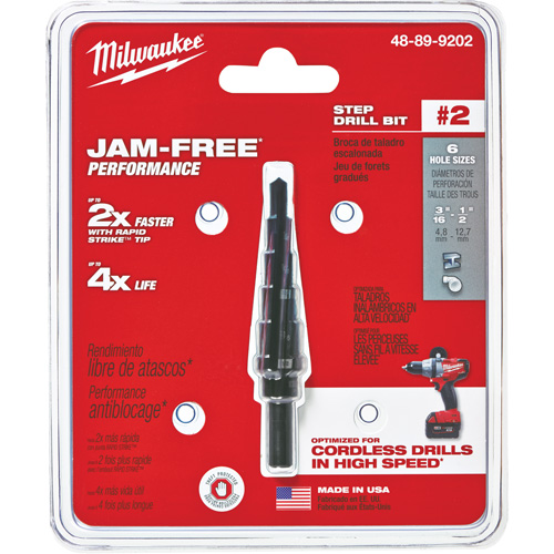 #2 Step Drill Bit, 3/16" - 1/2" , 1/16" Increments, High Speed Steel Helyx Safety & Industrial Supplies