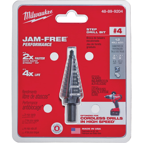 #4 Step Drill Bit, 3/16" - 7/8" , 1/16" Increments, High Speed Steel Helyx Safety & Industrial Supplies